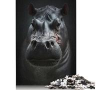 500 Pieces Hippo Portrait on Dark Jigsaw Puzzle Puzzles for Teenagers Gifts for Adults 500pcs (52x38cm)