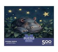 500 Pieces Hippopotamus Sleeping Creative Square Wooden Jigsaw Puzzles for Adults Educational Game Challenge Toy 500pcs (52x38cm)