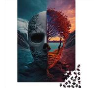 500 Pieces Humans Vs Nature Creative Square Jigsaw Puzzles for Adults & Wooden Puzzles Challenging Game 500pcs (52x38cm)