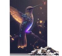 500 Pieces Hummingbird Illustration Jigsaw Puzzles for Adults Wood Puzzle Jigsaws Puzzling for Gift 500pcs (52x38cm)