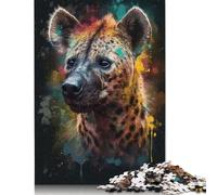 500 Pieces Hyena Painting Creative Square Wooden Jigsaw Puzzles for Adults Educational Game Challenge Toy 500pcs (52x38cm)