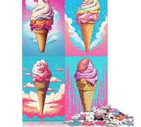500 Pieces Ice Cream Cones Poster, Picture, Metal Print, Paint by Karen Foley Jigsaw Puzzle Jigsaws for Adults for Adults& Teenagers Age 12 Years Up 500pcs (52x38cm)