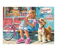 500 Pieces Ice Cream Puzzles for Adults - Puzzles for Kids Ages 6-8 8-10 10-12 - Large Piece Dog Jigsaw Puzzle - Dessert Shop Puzzle for Friends Family Activity Game Nights Gifts