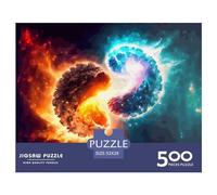 500 Pieces Ice Fire Ball Jigsaw Square Puzzle for Adults Wooden Puzzles Unique Challenge Games 500pcs (52x38cm)