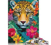 500 Pieces Jaguar Tropical Bloom for Adults Difficult Jigsaw Puzzles Puzzles Wooden Puzzles Brain Teaser Puzzles For Adults 500pcs (52x38cm)