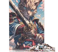 500 Pieces Japan Bengal Cat Samurai Puzzle Jigsaw, Difficulty Puzzle Jigsaw Educational Game Toy Family Decoration 500pcs (52x38cm)
