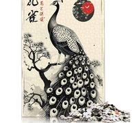 500 Pieces Japanese Beautiful Peacock Creative Square Jigsaw Puzzles for Adults And Wooden Puzzles Challenging Game 500pcs (52x38cm)