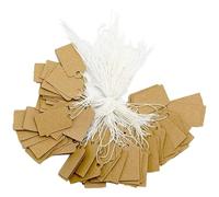 500 Pieces Jewelry Price Tags, (26 x 15 mm) Brown Strung Tags Paper Marking Tags Hang Tags Clothing Display Tag Price Labels with String, SZXMDKH1232165120