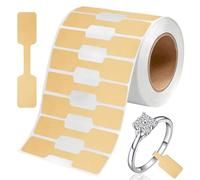 500 Pieces Jewelry Price Tags, Blank Self Adhesive Pricing Labels, Rectangle Shape Labels, Roll for Necklace, Earrings, Bracelet, ID Ring (Kraft)