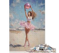 500 Pieces Jigsaw Ballerina on The Beach Painting Puzzle for Adults Woodenboard Puzzles Educational Games Home Decoration Puzzle 500pcs (52x38cm)