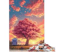 500 Pieces Jigsaw Blooming Cherry Blossoms Jigsaw Educational Game Toy Family Decoration Adults Challenging 500pcs (52x38cm)