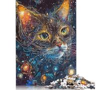 500 Pieces Jigsaw Cat Art Cosmic Jigsaw Educational Game Toy Family Decoration Adults Challenging 500pcs (52x38cm)