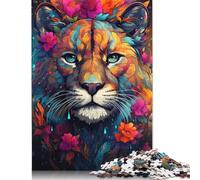 500 Pieces Jigsaw Colorful Psychedelic Floral Cougar Jigsaw Educational Game Toy Family Decoration Adults Challenging 500pcs (52x38cm)