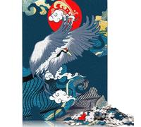 500 Pieces Jigsaw Japanese Crane Art Puzzle for Adults Woodenboard Puzzles Educational Games Home Decoration Puzzle 500pcs (52x38cm)