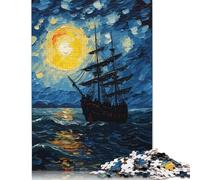 500 Pieces Jigsaw Pirate Ship in Ocean Jigsaw Educational Game Toy Family Decoration Adults Challenging 500pcs (52x38cm)