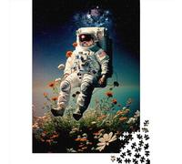 500 Pieces Jigsaw Puzzle Astronaut And Flower3 Square Puzzle for for Adults Children, Wooden Puzzle Game 500pcs (52x38cm)