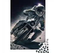 500 Pieces Jigsaw Puzzle Astronaut Riding Motorbike4 Square Puzzle for for Adults Children, Wooden Puzzle Game 500pcs (52x38cm)