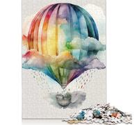 500 Pieces Jigsaw Puzzle Balloon Watercolor Square Puzzle for for Adults Children, Wooden Puzzle Game 500pcs (52x38cm)