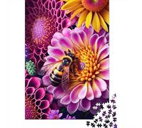 500 Pieces Jigsaw Puzzle Bee On A Blossom Square Puzzle for for Adults Children, Wooden Puzzle Game 500pcs (52x38cm)