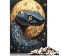 500 Pieces Jigsaw Puzzle Cosmic Serpent And Golden Moon Jigsaw Puzzles for Adults Woodenboard Puzzles Challenging Game 500pcs (52x38cm)