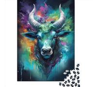 500 Pieces Jigsaw Puzzle Cow Enchanting Jigsaw Puzzles for Adults Wooden Board Puzzles Challenging Game 500pcs (52x38cm)