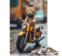 500 Pieces Jigsaw Puzzle Cute Cat Riding Square Puzzle for for Adults Children, Wooden Puzzle Game 500pcs (52x38cm)