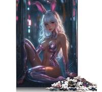 500 Pieces Jigsaw Puzzle Cyberpunk Bunny Girl Jigsaw Puzzles for Adults Woodenboard Puzzles Challenging Game 500pcs (52x38cm)