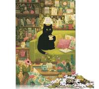 500 Pieces Jigsaw Puzzle for Adults 500 Piece Jigsaw Cozy Cat Cafe Adventure Jigsaw Puzzles Wooden Puzzle for Adults And Teenagers 500pcs (52x38cm)
