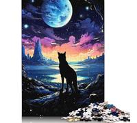 500 Pieces Jigsaw Puzzle for Adults 500 Piece Jigsaw Lone Wolf Fantasy Sunset Jigsaw Puzzles Wooden Puzzle for Adults And Teenagers 500pcs (52x38cm)