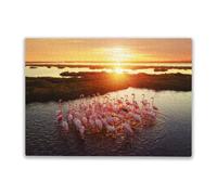 500 Pieces Jigsaw Puzzle for Adults and Teens Flamingos in The Wetlands at Sunset Interesting Parent-Childs Family Entertainment Leisure Fun Interactive Wooden