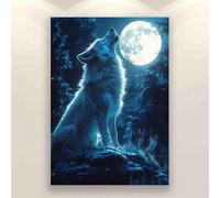 500 Pieces Jigsaw Puzzle for Adults and Teens Lone Wolf in The Moonlight Western Wilderness Night Sky Parent-Child Family Leisure Entertainment Fun Interactive Exquisite Wooden Gift
