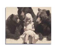 500 Pieces Jigsaw Puzzle for Adults and Teens Smoking Girl and The Three Bears Parent-Child Family Leisure Entertainment Fun Interactive Exquisite Wooden Gift