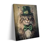 500 Pieces Jigsaw Puzzle for Adults and Teens St. Patrick's Day Cat Wearing Shamrock Hat and Bow Tie Lucky Feline Character St. Patrick's Day Animal Cute Pet Family