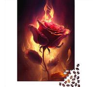 500 Pieces Jigsaw Puzzle for Adults Burning Rose6 Jigsaw Puzzles for Adults Woodenboard Puzzles Decompressing Intellectual Educational Toy 500pcs (52x38cm)