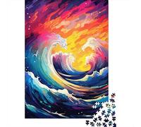 500 Pieces Jigsaw Puzzle for Adults Colorful Japanese Waves Jigsaws Brain Exercise Challenge Puzzles Game Gift for 500pcs (52x38cm)