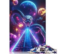 500 Pieces Jigsaw Puzzle for Adults Cosmic Serpent Snake Space Planets Jigsaw Puzzles for Adults Woodenboard Puzzles Decompressing Intellectual Educational Toy 500pcs (52x38cm)