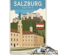 500 Pieces Jigsaw Puzzle for Adults Salzburg Austria Travel Poster Jigsaw Puzzles for Adults Woodenboard Puzzles Decompressing Intellectual Educational Toy 500pcs (52x38cm)