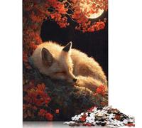 500 Pieces Jigsaw Puzzle for Adults Sleeping Fox Under Autumn Moon Jigsaw Puzzles for Adults Woodenboard Puzzles Decompressing Intellectual Educational Toy 500pcs (52x38cm)