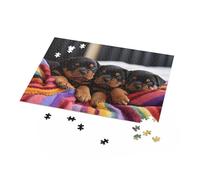 500 Pieces Jigsaw Puzzle For Adults - Three Pugs On A Couch - Winter Christmas Cute Dogs Holiday Puzzle For Youth Ren Wooden Toys Challenging Puzzle Games Xmas Home Decorations Gifts