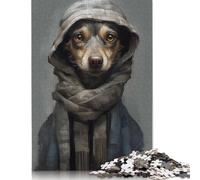 500 Pieces Jigsaw Puzzle for Adults Wiener Dog in A Coat Jigsaw Puzzles for Adults Woodenboard Puzzles Decompressing Intellectual Educational Toy 500pcs (52x38cm)