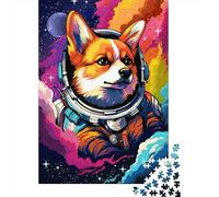 500 Pieces Jigsaw Puzzle for Teenagers Artistic Astronaut Corgi Jigsaw Puzzles Aldults Puzzle Wooden Jigsaws Decompression Game Toy Puzzles 500pcs (52x38cm)