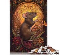 500 Pieces Jigsaw Puzzle for Teenagers Rat Art Jigsaw Puzzles Aldults Puzzle Wooden Jigsaws Decompression Game Toy Puzzles 500pcs (52x38cm)