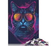 500 Pieces Jigsaw Puzzle for Teenagers The Cyberpunk Cat Jigsaw Puzzles Aldults Puzzle Wooden Jigsaws Decompression Game Toy Puzzles 500pcs (52x38cm)