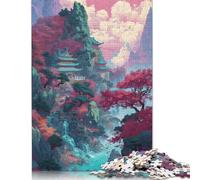 500 Pieces Jigsaw Puzzle Heavenly Village 1 Square Puzzle for for Adults Children, Wooden Puzzle Game 500pcs (52x38cm)