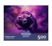 500 Pieces Jigsaw Puzzle Purple Smoke Bull Square Puzzle for for Adults Children, Wooden Puzzle Game 500pcs (52x38cm)