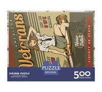 500 Pieces Jigsaw Puzzle Retro Poster Girl Square Puzzle for for Adults Children, Wooden Puzzle Game 500pcs (52x38cm)