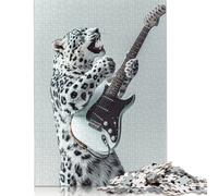 500 Pieces Jigsaw Puzzle Snow Ocelot Guitar Square Puzzle for for Adults Children, Wooden Puzzle Game 500pcs (52x38cm)