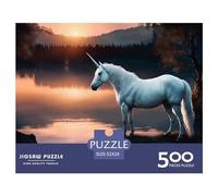 500 Pieces Jigsaw Puzzle Unicorn Horse Square Puzzle for for Adults Children, Wooden Puzzle Game 500pcs (52x38cm)