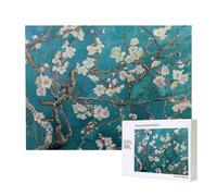 500 Pieces Jigsaw Puzzle with Storage Box, almond blossom Printed Wooden Puzzle 52x38 CM for Adults Kids Family Fun Decorative Game