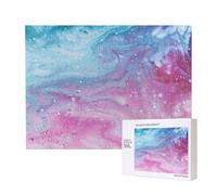 500 Pieces Jigsaw Puzzle with Storage Box, Blue Pink and Pastel Colors Printed Wooden Puzzle 52x38 CM for Adults Kids Family Fun Decorative Game